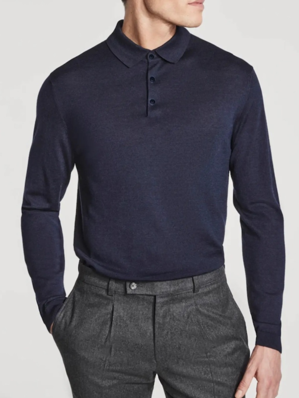 Jack Victor Navy Wool/Cashmere/Silk Sweater in Large